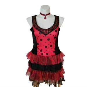 Ladybug Costume Set Women M/L Red Gloves Choker Masquerade Party